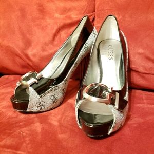 Guess Alessa logo heels. Size 6.5